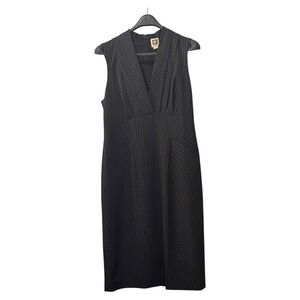 Anne Klein Black Pinstripe‎ Sleeveless Sheath Dress Career Cocktail
